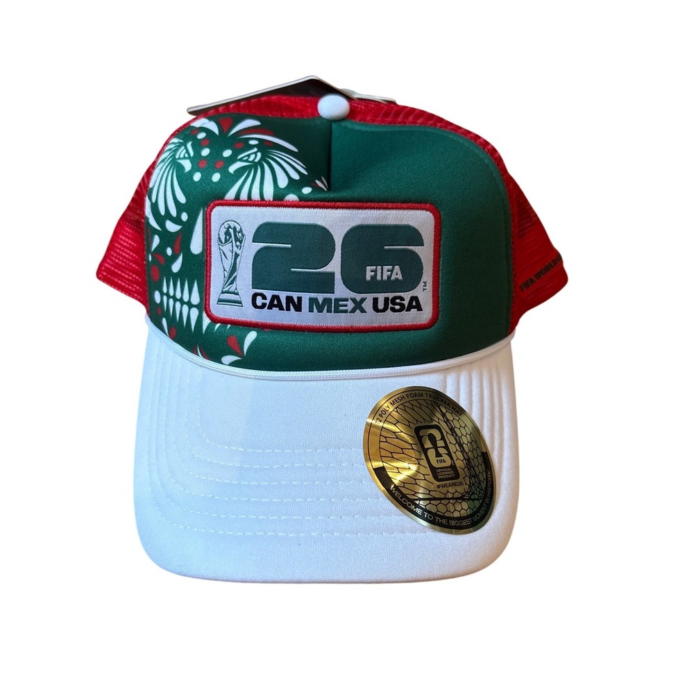 FIFA World Cup 2026 Mexico Trucker Hat Mens Green Red White NWT SIZE OSFA